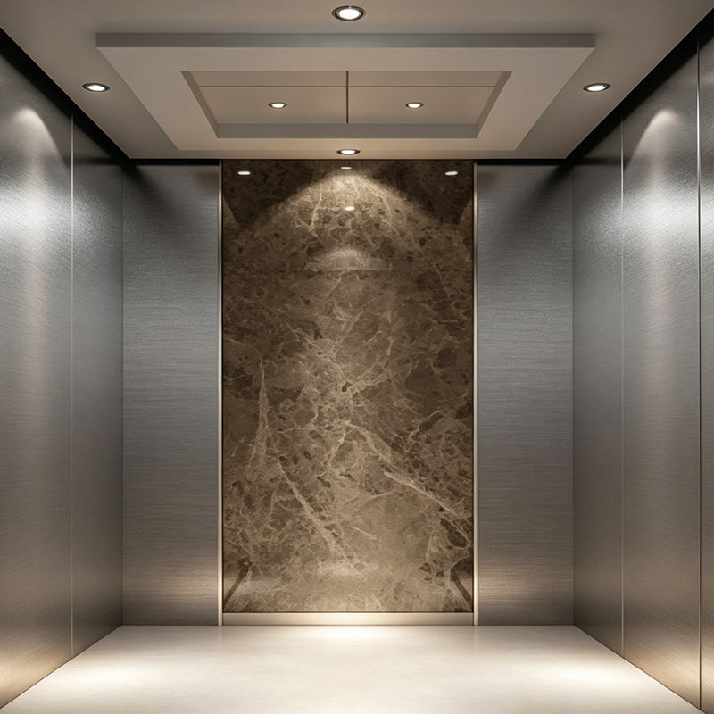 Elevador de passageiros de parede decorativa à prova de fogo para residências e hotéis