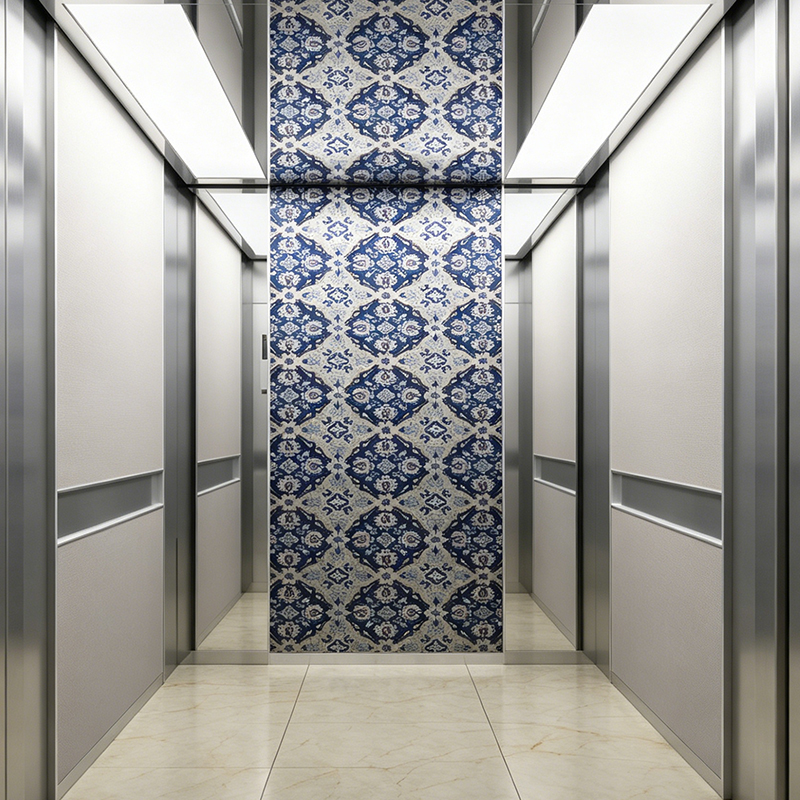 Papel de parede de elevador de passageiros com padrão artístico